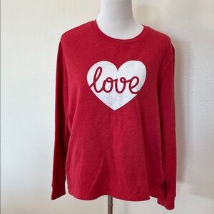 Red Long Sleeve Love Heart sweatshirt size L